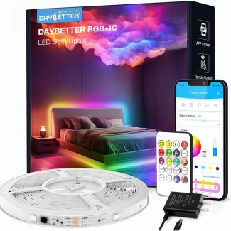DAYBETTER Smart IC LED Strip Lights, BGRIC LED Lights for Bedroom, DIY Multiple Colors on One Line, App Control Color Changing Strip Lighting Music Sync Home Decor 16.4 ft